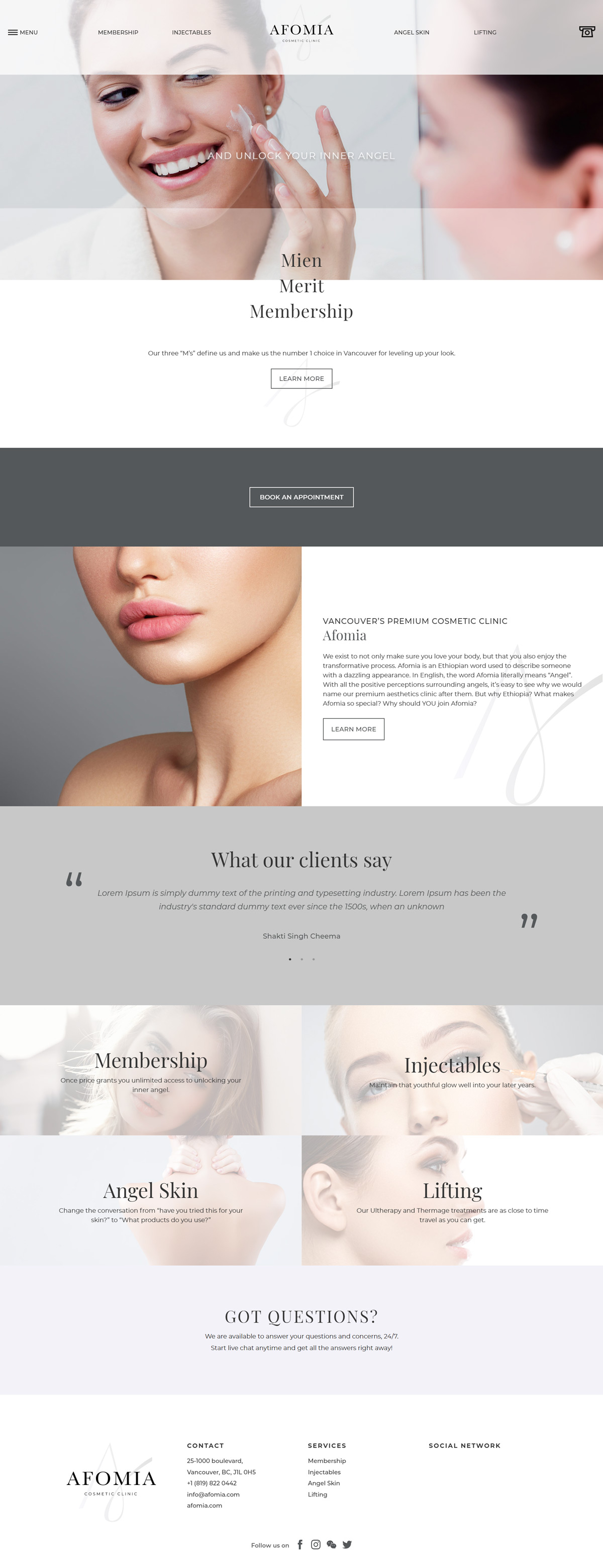 Afomia Cosmetic Clinic Website