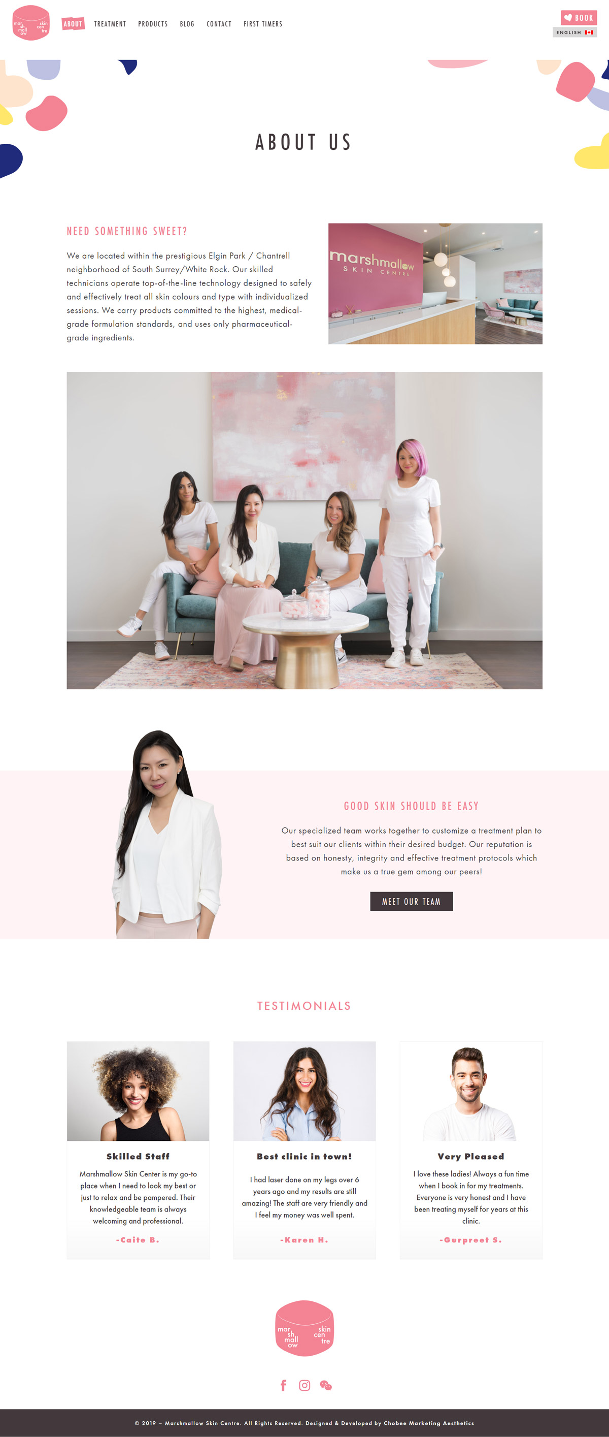 Marshmallow Skincare Centre Website Development